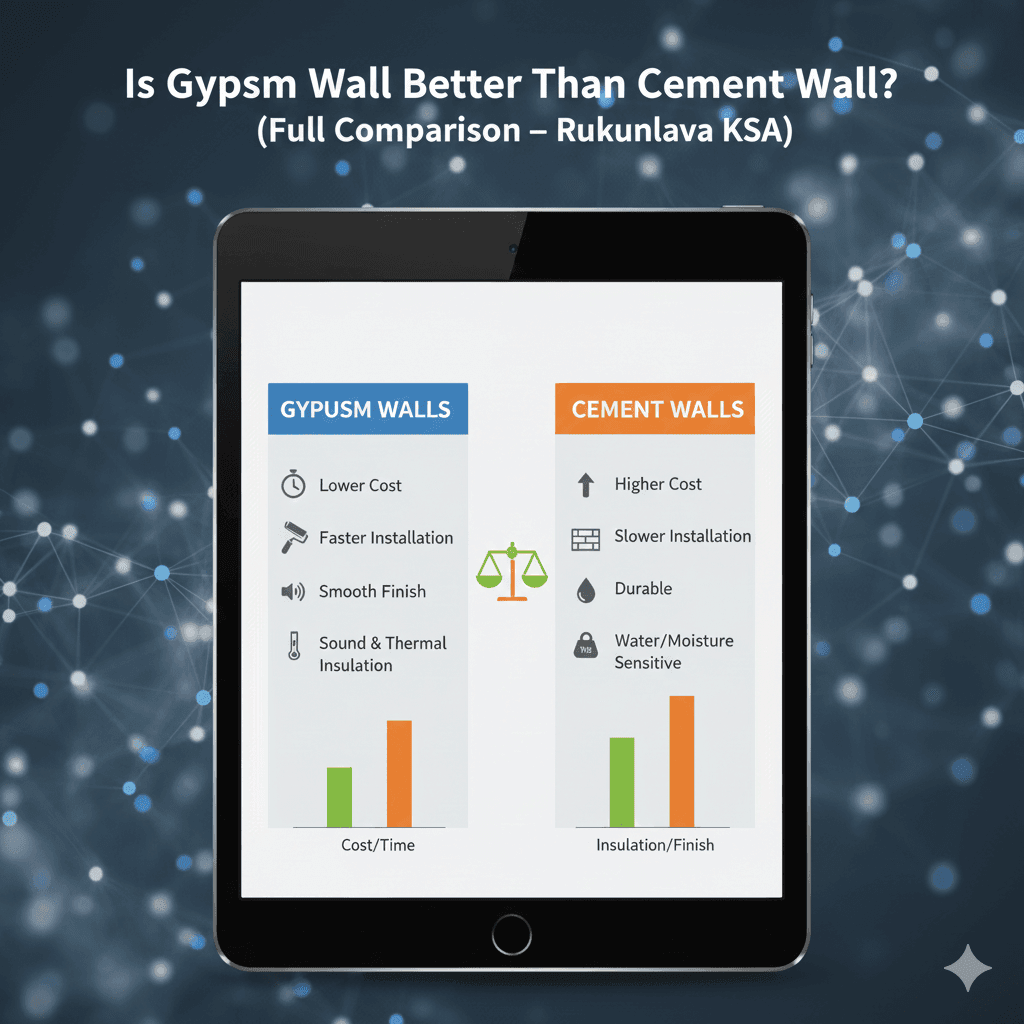 rukunlava gypsum | Is Gypsum Wall Better Than Cement Wall? (Full Comparison – Rukunlava KSA)