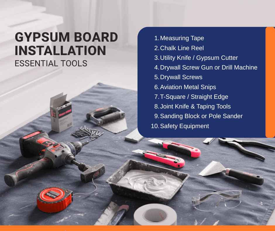 Essential tools required for gypsum board installation in Saudi Arabia | rukunlava gypsum