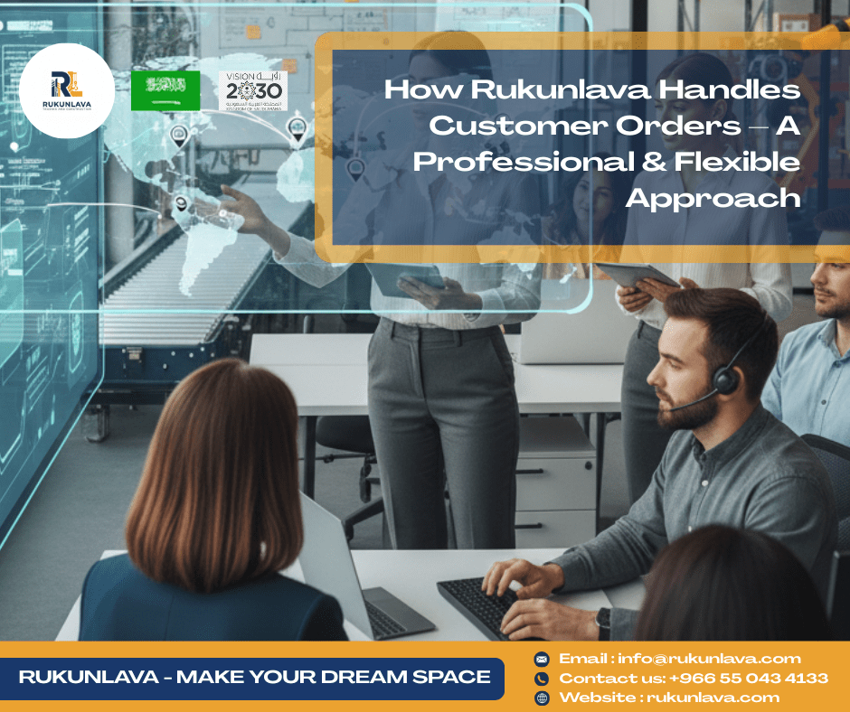 Rukunlava team installing gypsum board ceiling and managing construction project professionally in Saudi Arabia