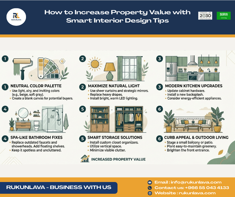 How to Increase Property Value with Smart Interior Design Tips Modern home interior design with neutral colors, stylish lighting, and premium flooring to increase property value