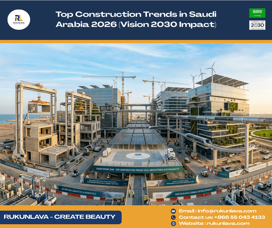 Saudi Arabia mega construction projects 2026 with cranes and modern skyline under Vision 2030